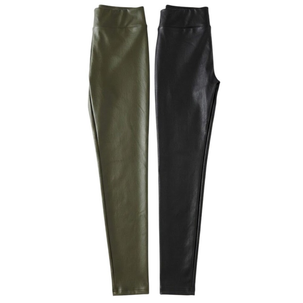 Lot 2 Aerie OFFLINE High Rise Faux Leather Leggings Wms Large Olive Green Black